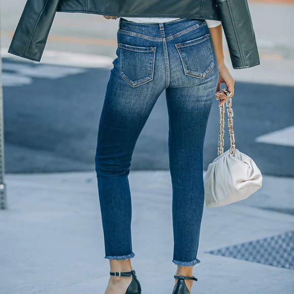 NEW -TILLEY FRAYED ANKLE HIGH WAISTED SKINNY - Picture 4 of 7